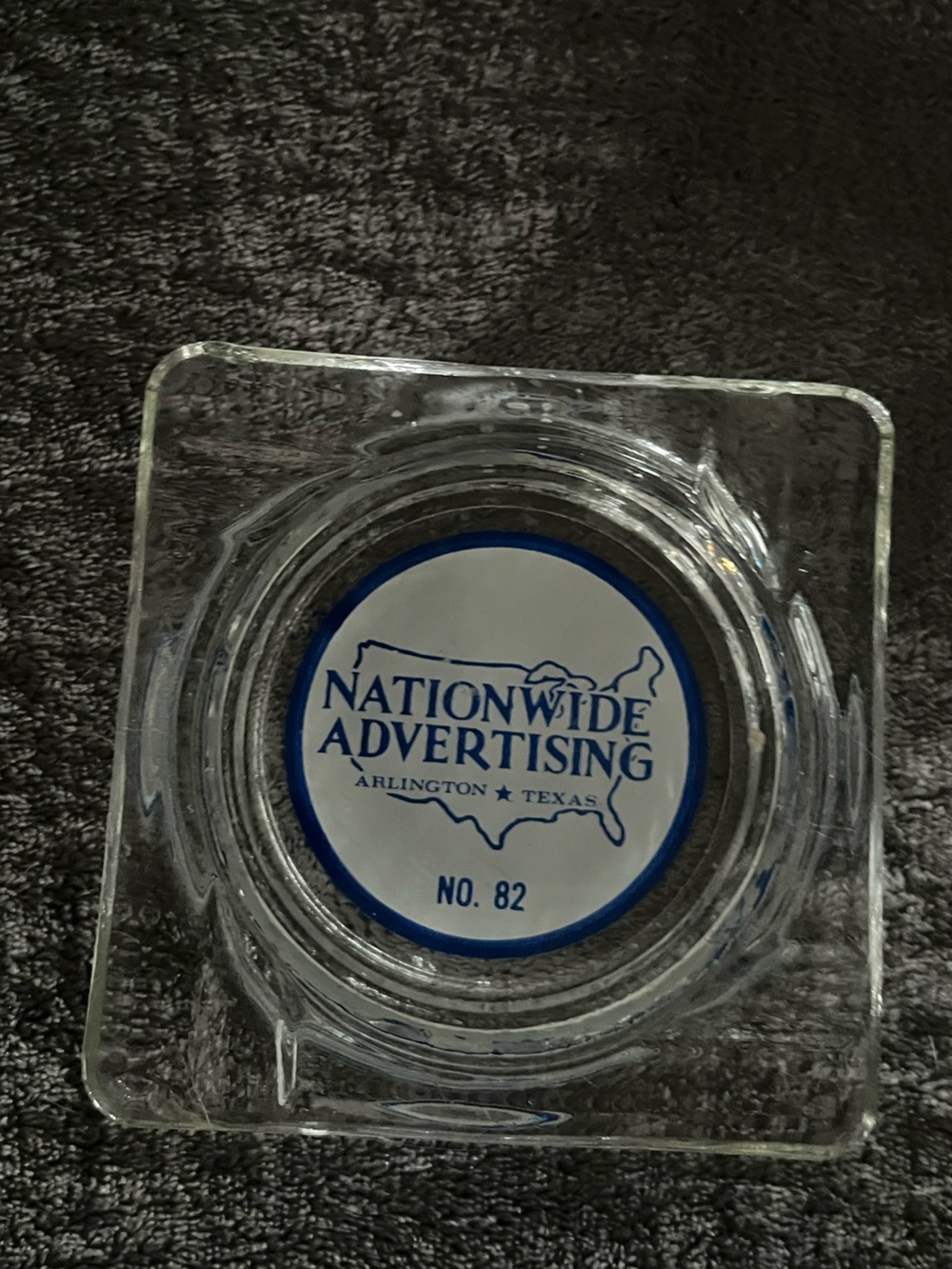 Nationwide Advertising Glass Ashtray - Blue and Clear